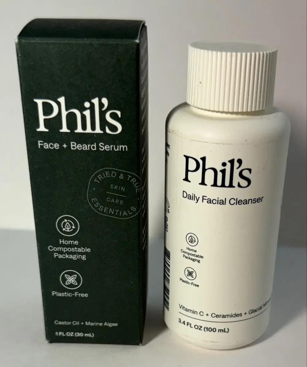 Phil's Daily Facial Cleanser with Face Beard Serum NIB
